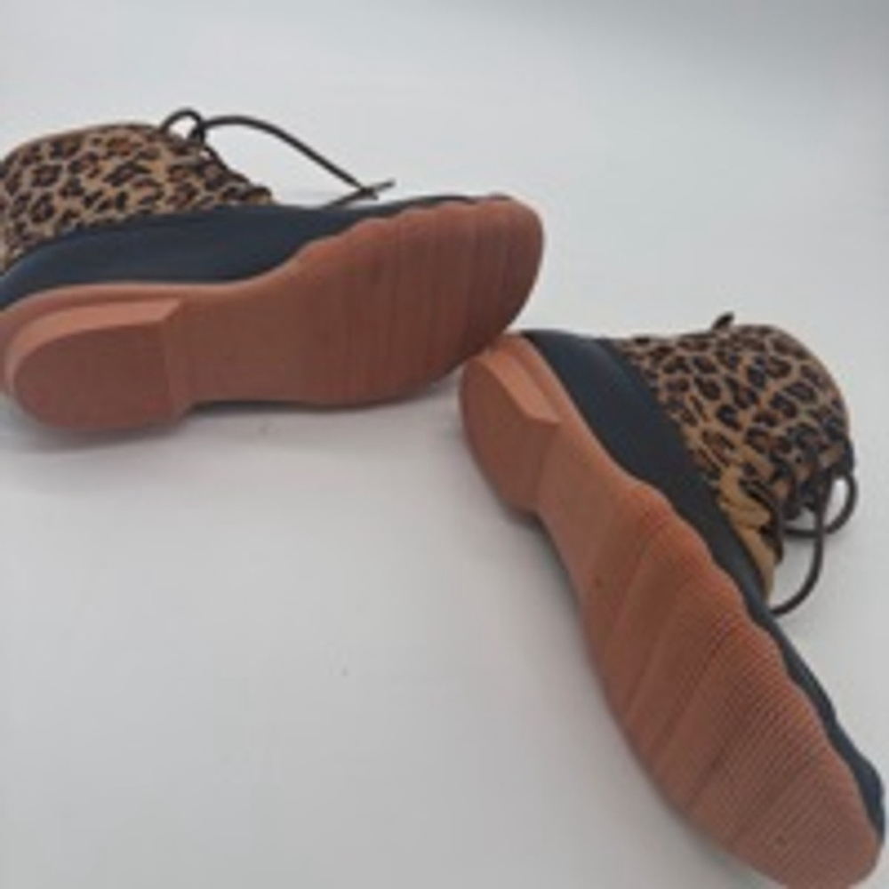 Women's Unbranded Duck Boots Size 8 Black and Leopard Print - Picture 5 of 6